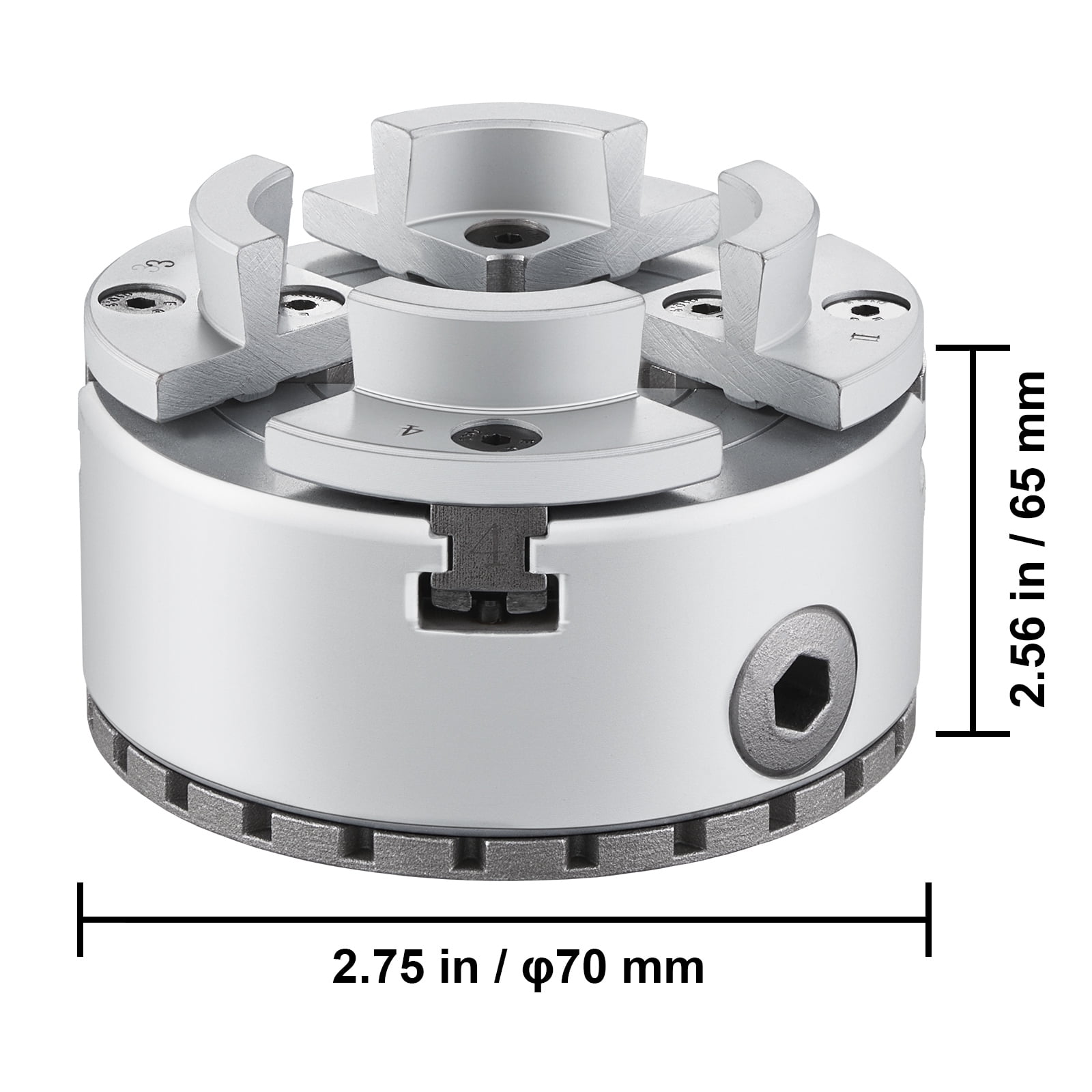 SKYSHALO KP2-3/4 Lathe Chuck, 4-Jaw, 2.75" Diameter, Metal Turning Accessory, Self-Centering for Lathes, Precision and Grinding Work, Milling Devices