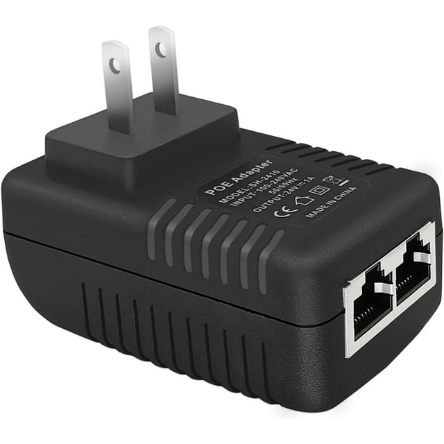 Injecteur czcpp-POE 24V 1A 24W avec Prise Murale IEEE 802.3af Conforme 10/100Mbps, 2 Ports Alimentation Passive jusqu'à 100 Mètres (325 Pieds) via Alimentation Ethernet pour Caméras IP Mobile WLAN AP