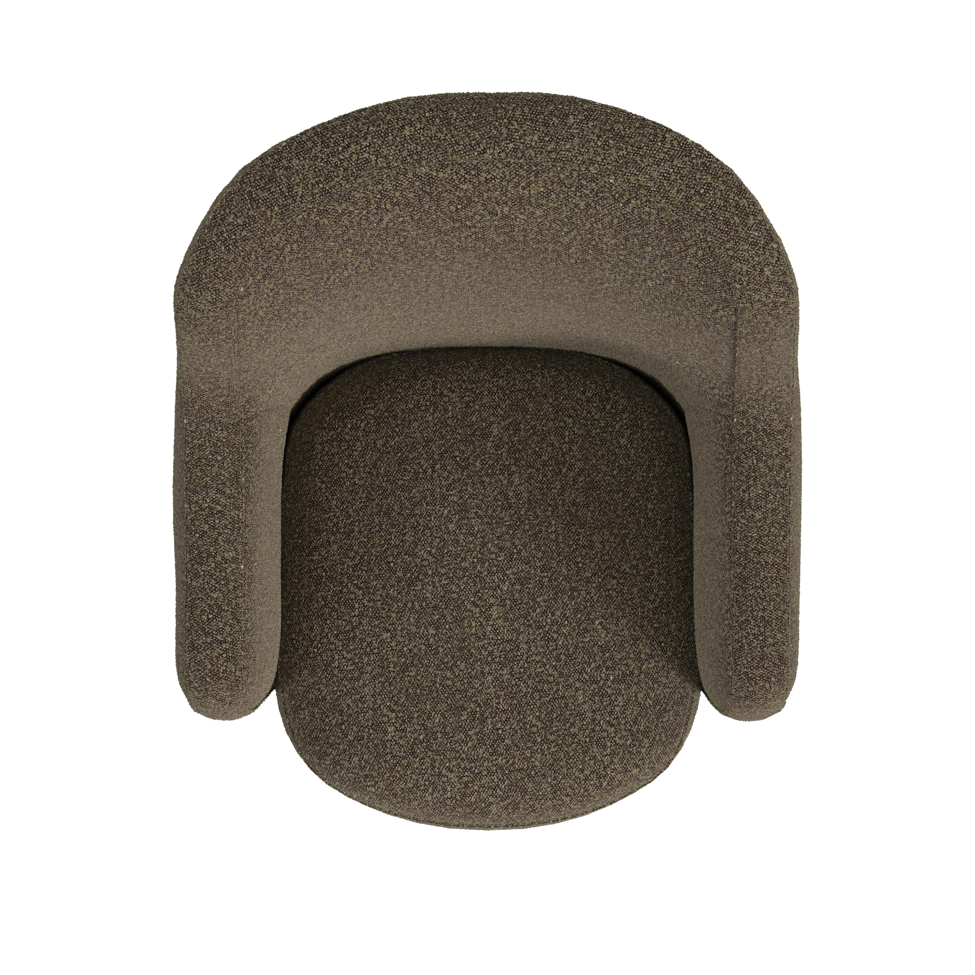 HomePop Upholstered Swivel Accent Chair, Dark Brown Boucle