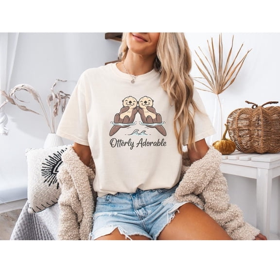 Otterly Adorable Shirt, Funny Cute Sea Otter Pun Tee, Ocean Wildlife Lover Unisex Adult Casual Everyday Wear Size S-4XL