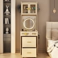 thumbnail image 3 of Zimtown Makeup Vanity Desk with Lighted Sliding Mirror for Small Space, Compact Mini Corner Vanity Set Dressing Table - Charging Station for Women, Girl Female Gift, Natural, 3 of 8