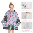 thumbnail image 6 of French Bulldog and Flower Blanket Hoodies for Kids 6-13YR Oversize Wearable Blanket Hoodies for Boys Girls Teens, 6 of 7
