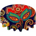 thumbnail image 5 of Tablecloth Round Paisley Floral Table Cloth Retro Colorful Indian Style Boho Ethnic Flowers Table Cover for Dining Room Kitchen Decoration Round Tablecloths 60 inch, 5 of 6