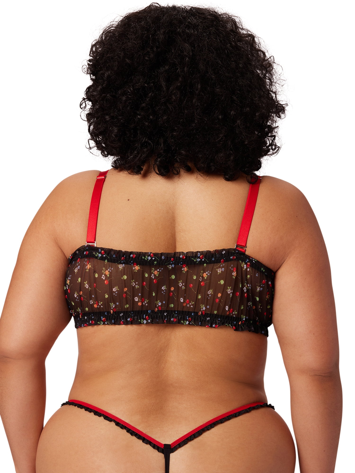 Parade Mesh Cherry Print Bralette and Thong Set, Sizes XS to 3XL