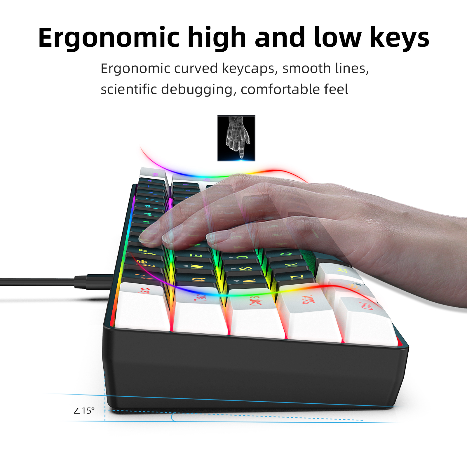Hexamurby 60% RGB Gaming Keyboard & Mouse Combo, Black photo 4
