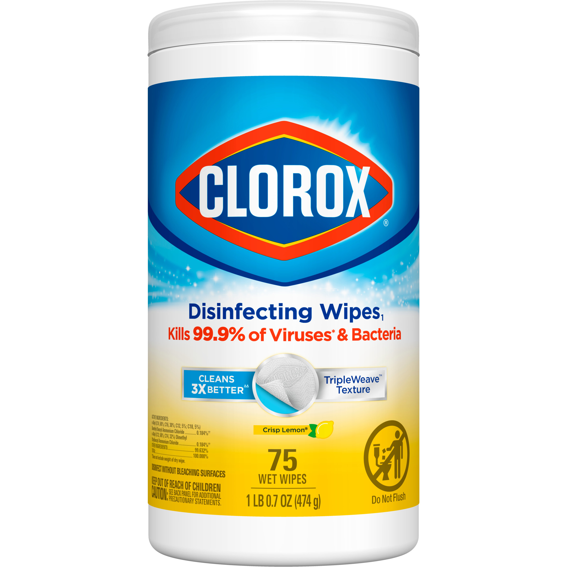 Clorox Bleach-Free Disinfecting and Cleaning Wipes, Crisp Lemon, 75 Count - image 3 of 10