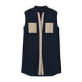 thumbnail image 4 of Bosfbaoi Women's Sleeveless Shirt Dress, Color Block Button Front Mini Dress, Lightweight Breathable Loose Fit Casual Sundress, 4 of 9