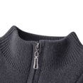 thumbnail image 6 of RYDCOT Mens Half Zip Sweater Cable Knitted Sweaters Casual Solid Colors Stand up Collar Elastic Sweater Dark Gray, 6 of 6