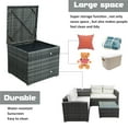 thumbnail image 3 of Patio Conversation Set, 4 Piece Outdoor Wicker Furniture Set with Loveseat Sofa, Storage Box, Tempered Glass Coffee Table, All-Weather Patio Sectional Sofa Set with Cushions for Backyard Garden Pool, 3 of 10
