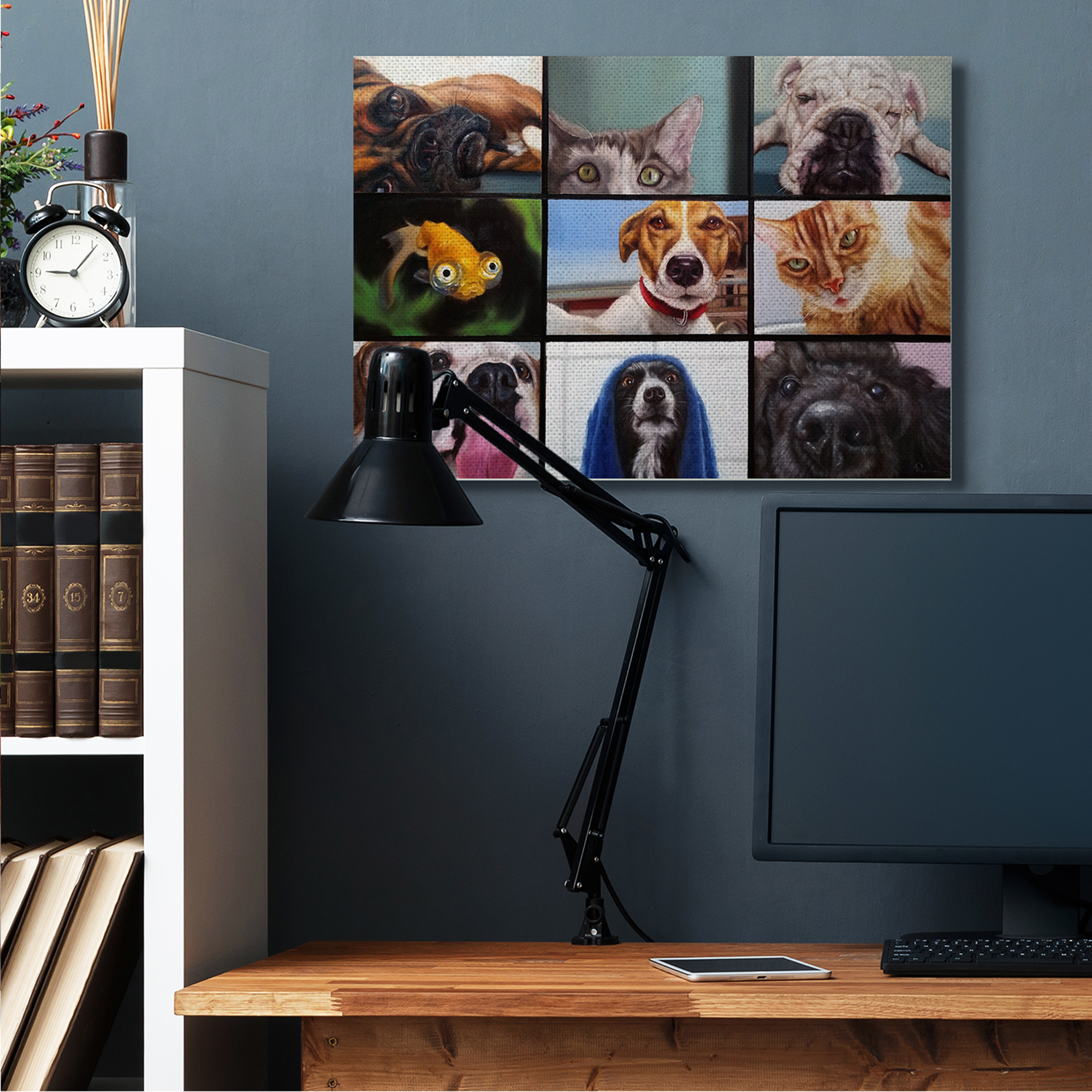Stupell Industries Animal Video Chat Meeting Office Pet Humor Animals & Insects Painting Gallery Wrapped Canvas Art Print Wall Art, 30 x 40
