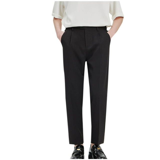 Pantalones largos de moda para hombre, casuales, de color sólido, con bolsillos y cintura elástica, pantalones de vestir, pantalones cortos para hombre.
