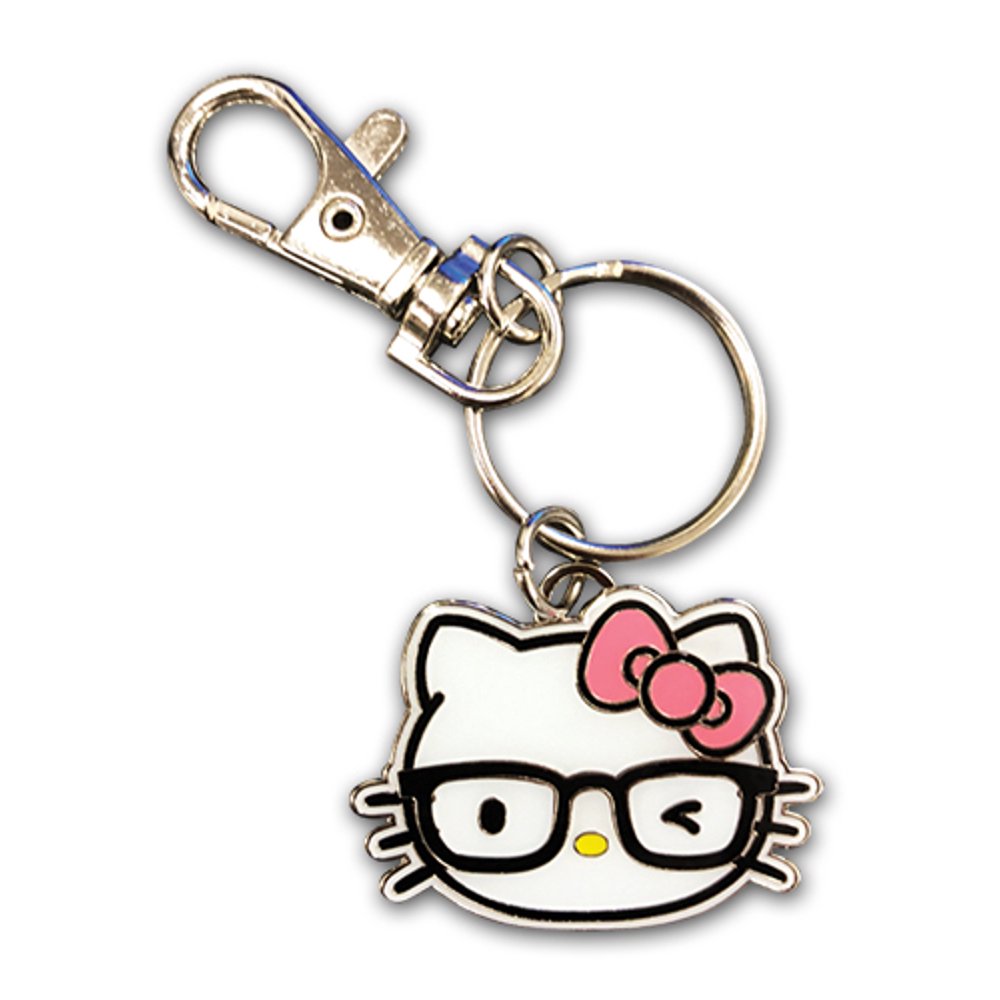 Hello Kitty Key Chain Hello Kitty Kitty w/Eyeglasses Enamel Metal
