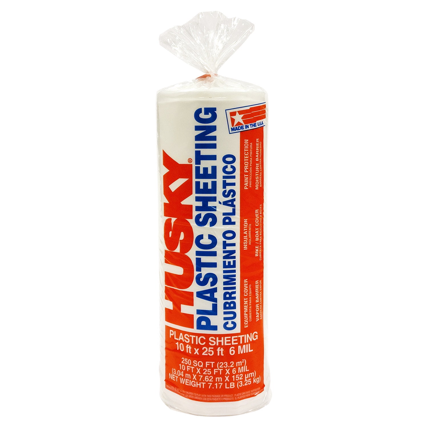Husky 6 Mil Heavy Duty Clear Plastic Sheeting, 10 ft. x 25 ft.