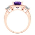 thumbnail image 4 of Three-Stone Engagement Ring for Women - 3.005ct Natural Amethyst in 14K Rose Gold Promise Ring, 4 of 6