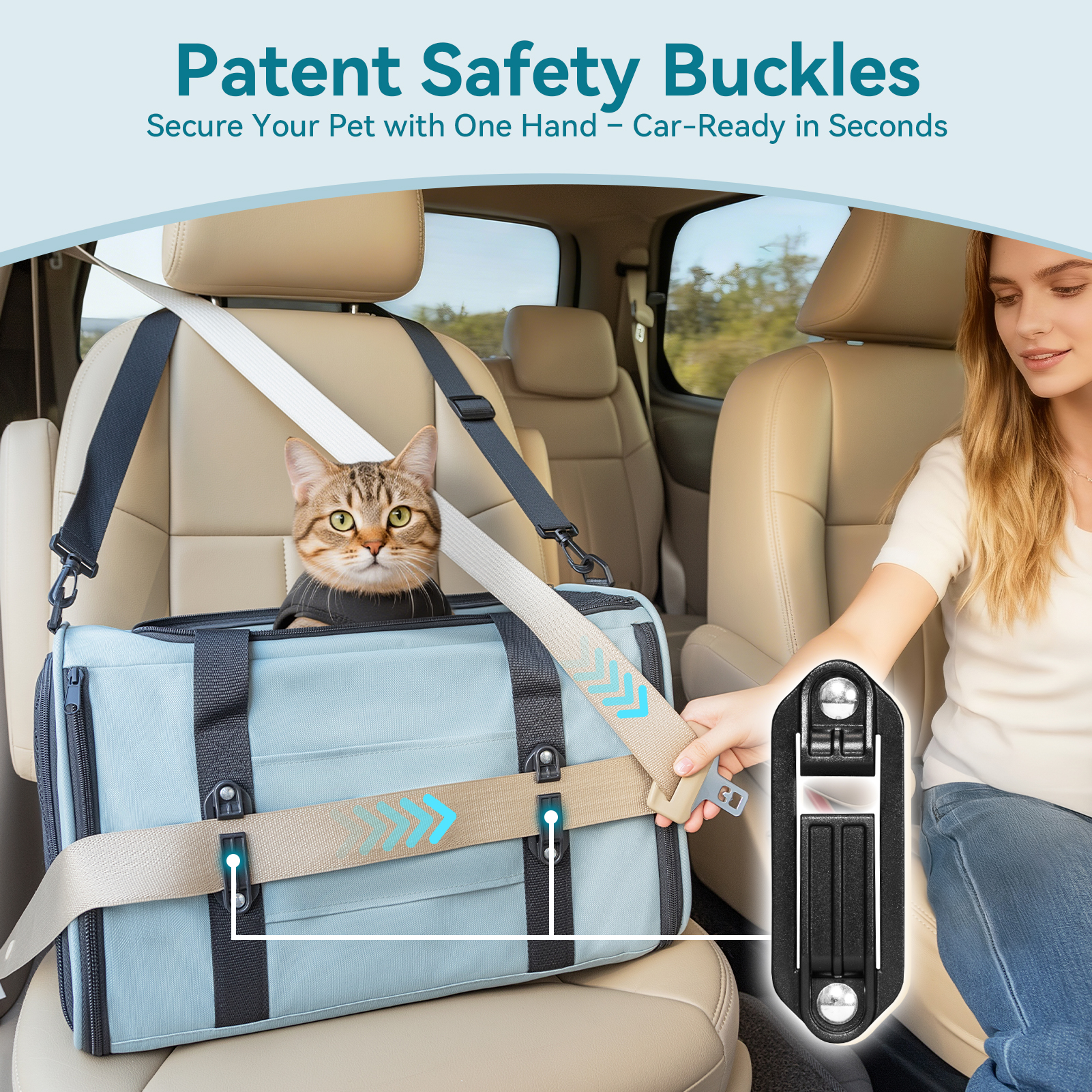Petsfit Airline Approved Soft-Sided Cat Carrier, Green photo 2