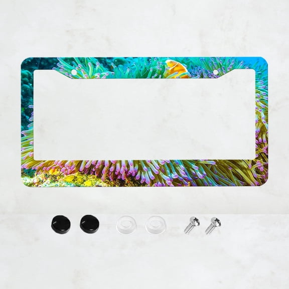 Plants of The Underwater World License Plate Frame, Personalized License Plate Aluminium Rust-Proof Auto Parts Funny License Plate Cover Decorative with Screws Size 12" x 6"