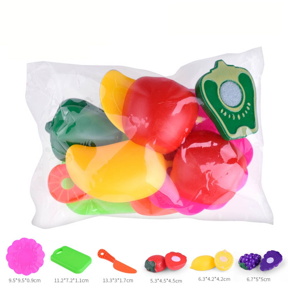 Kids Pretend Role Play Kitchen Fruit Vegetable Food Toy Cutting Set Gift Toy 