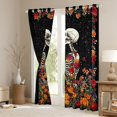 thumbnail image 3 of Feelyou Romantic Couple Skeleton Black Out Curtains, Mandala Flower Floral Curtains Pack of 2 (42x63 Each), Mystic Bohemian Galaxy Bedroom Curtains, Curtains and Drapes Decor, 3 of 6