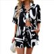 thumbnail image 3 of Conjunto Deportivo Informal de Verano de 2 Piezas con Blusa y Estampado Floral para Mujer, Larga, Botones, Color Negro, Talla L, 3 of 10