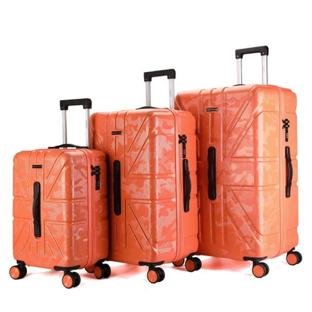 BRITISH CAMO Ensemble de 3 Valises Rigides / Garantie de 10 Ans / Texture Tactique Micro-Diamant / Extensible