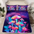 thumbnail image 2 of jejeloiu Watercolor Mushroom Queen Sheet Sets,Rustic Fungus Plants Flat Sheet,Gradient Pink Blue Queen Fitted Sheet For Girls Kids,Microfiber Bedroom Decor,4-Piece, 2 of 7
