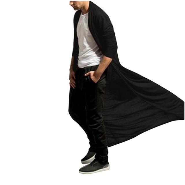 Manteau Long Ajusté Coupe-Vent Décontracté pour Homme, Cape, Haut Uni