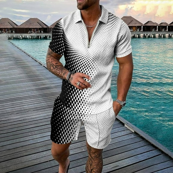 Akiihool Summer Sets Men 2 Piece Mens Personality Sport Set Summer Outfit 2 Piece Set Short Sleeve T Shirts and Shorts Fashion Casual Sweatsuits (Grey,XL)