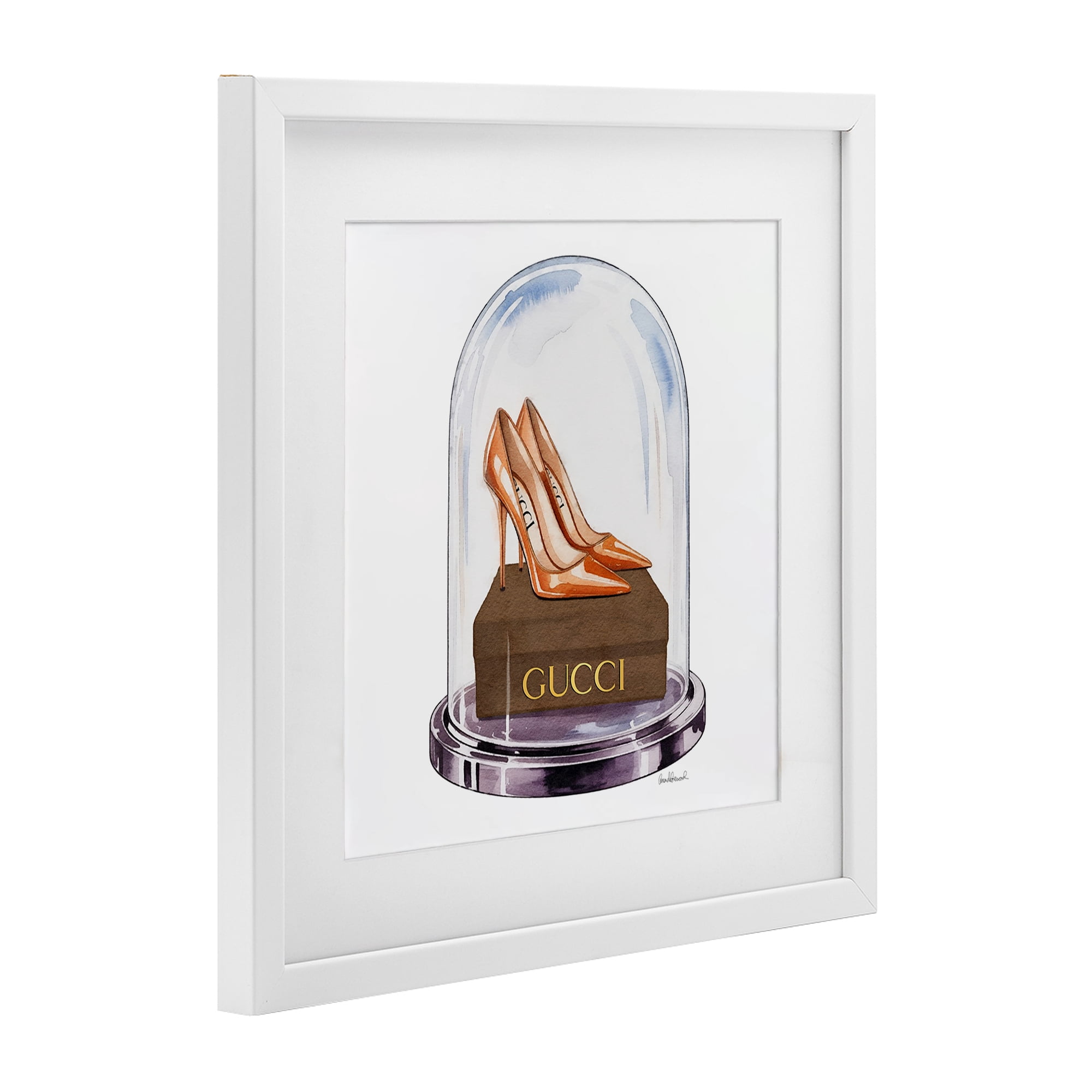 Stupell Industries Satin Heels in Bell Jar White Framed Print Under Glass, design by Amanda Greenwood