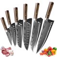 thumbnail image 1 of Kitchen Chef Knives Set of 6 Damascus Laser Blade Japanese Knife High Carbon Steel Slicing Cleaver Knife for Cooking Cutting Meat, 1 of 7