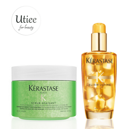 Kérastase Fusio Scrub Apaisant Soothing Scalp Scrub and Elixir Ultime L'Huile Legere Oil Mist (250 ml/100 ml)