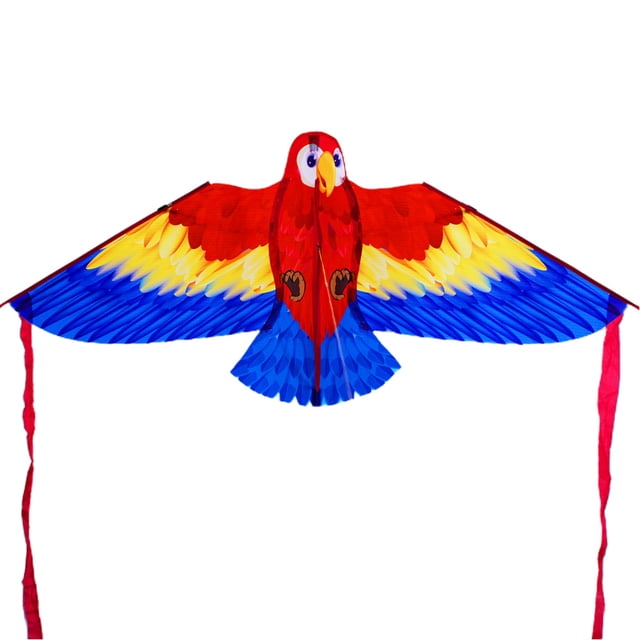 TFixol Cerf-Volant Perroquet Vibrant pour Enfants - Cerf-Volant Animal à Longue Queue Coloré en Rouge, Bleu, Jaune - Amusement Extérieur pour Tous Âges