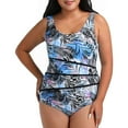 thumbnail image 3 of LEEy-world Womens Swimsuits Women's Swimwear Expressionist Lisa High Neck Underwire Bra One Piece Swimsuit Blue,4XL, 3 of 5