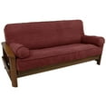 thumbnail image 2 of Blazing Needles 9684-CD-MS-RW 8 to 9 in. Solid Microsuede Double Corded Full Futon Cover Set with Two 20 x 8 in. Bolster Pillows, Red Wine - Set of 3, 2 of 2