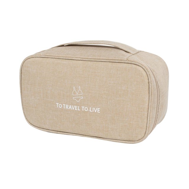 Estuche organizador de ropa interior para sujetador, bolsa de almacenamiento de viaje, bolsa de cosméticos portátil para equipaje Caqui