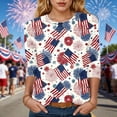 thumbnail image 2 of UngA 250th Anniversary USA Shirt Women American Flag 3/4 Sleeve Shirt 4th of July T-Shirt USA Flag Patriotic Tee Tops (Beige,S), 2 of 8