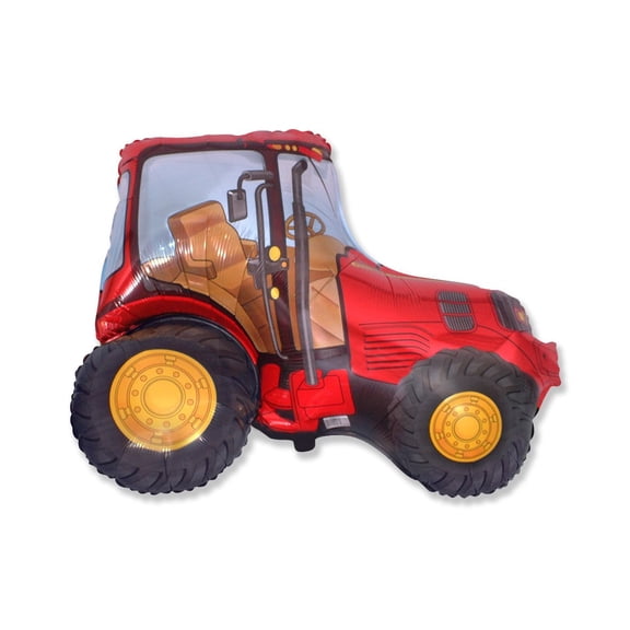 Flexmetal 1 x Red Farm Tractor Foil Balloon Shape 29" x 37"/73 cm x 95 cm