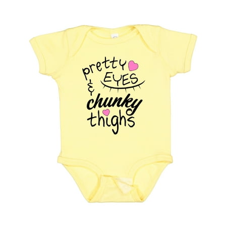 

Inktastic Pretty Eyes and Chunky Thighs Pink Hearts Boys or Girls Baby Bodysuit