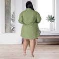 thumbnail image 6 of AURA Women Plus Size Lace Shirt Dress Sexy Solid Color Mini Dress 3 4 Sleeve Irregular Hem, 6 of 7
