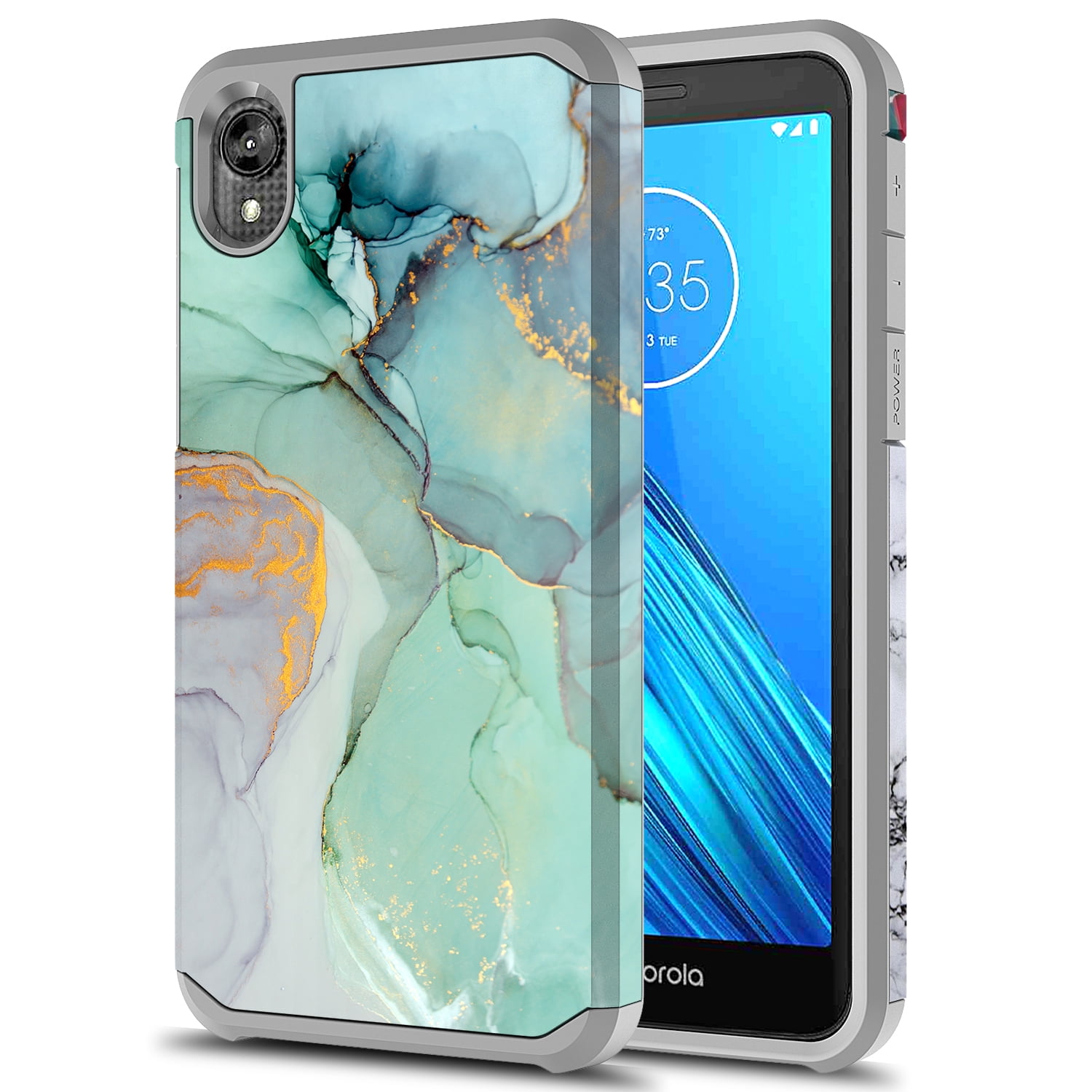 Moto E6 Case, Kaesar Slim Hybrid Dual Layer Shockproof Hard Cover