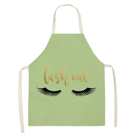 

1Pcs Eyelashe Love Pattern Cleaning Colorful Aprons 53*65cm Home Cooking Kitchen Apron Cook Wear Cotton Linen Adult Bibs WQL0134