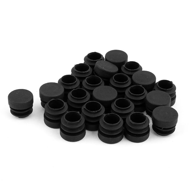 Uxcell 24 Piezas Tapones de Fin de Plástico Negro para Tubos Inserciones de 19mm Diámetro
