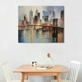 thumbnail image 2 of JRXY Cityscape Canvas Wall Art Abstract Skyline New York City Painting Prints, Modern Brooklyn Bridge Colorful NYC Picture Framed for Bedroom Living Room Home Office Wall Decor, 20x16 inch 20x16in, 2 of 4