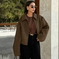 thumbnail image 4 of ScarletteEmmy Women’s Wool Blend Fall Winter Zip-Up Jacket, Fashion Lapel Long Sleeve Coat, Loose Casual Warm Outerwear, Trendy Thick Woolen Overcoat for Cold Weather, Daily Streetwear Gift for Her, 4 of 19