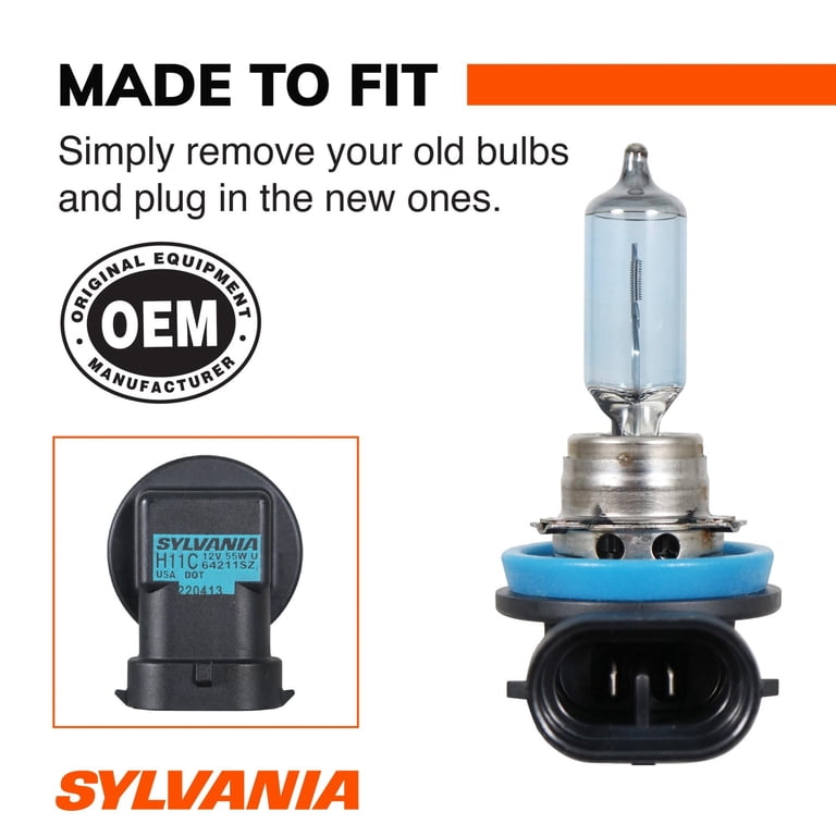 Sylvania H11 SilverStar zXe Gold Halogen Headlight Bulb, Pack of 2