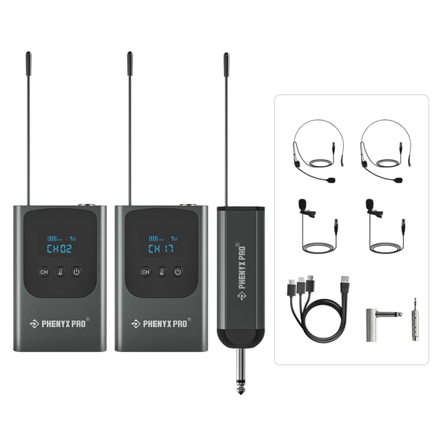 Sistema de micrófono inalámbrico Phenyx Pro PDP-2-2B con 2 Bodypacks