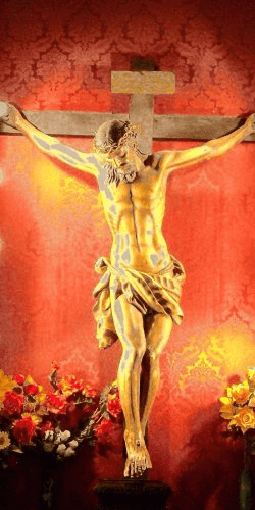 Jesus Christ Crucifix on Catholic Christian Church Wall Plywood Wood