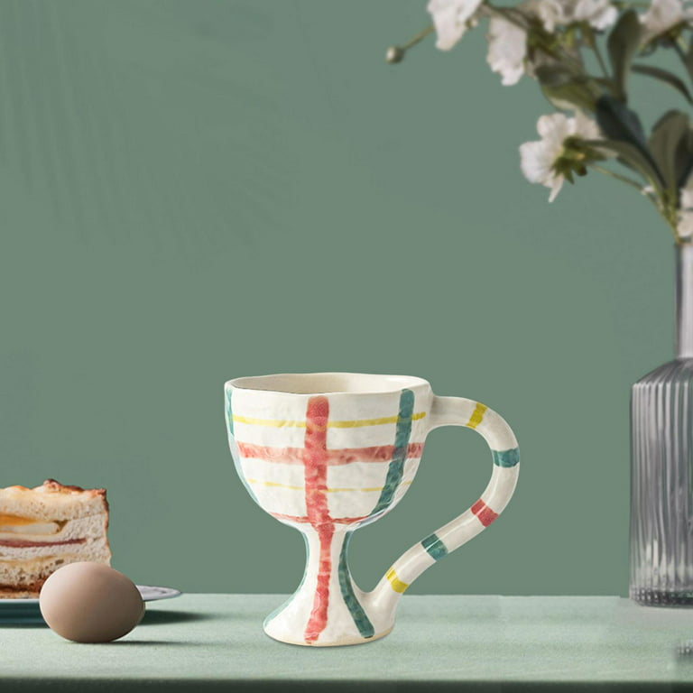 1pc Cute Floral Pattern Handmade Irregular Ceramic Coffee Mug