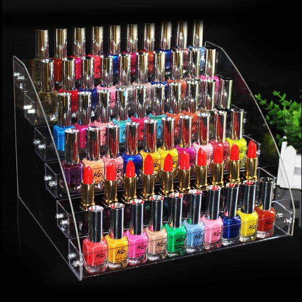 6 Tipos De Esmalte De Uñas Duradero, Soporte De Exhibición De Maquillaje Acrílico, Soporte Organizador, Placa Transparente, Diseño De Escalera De Capas, Fácil Instalación,