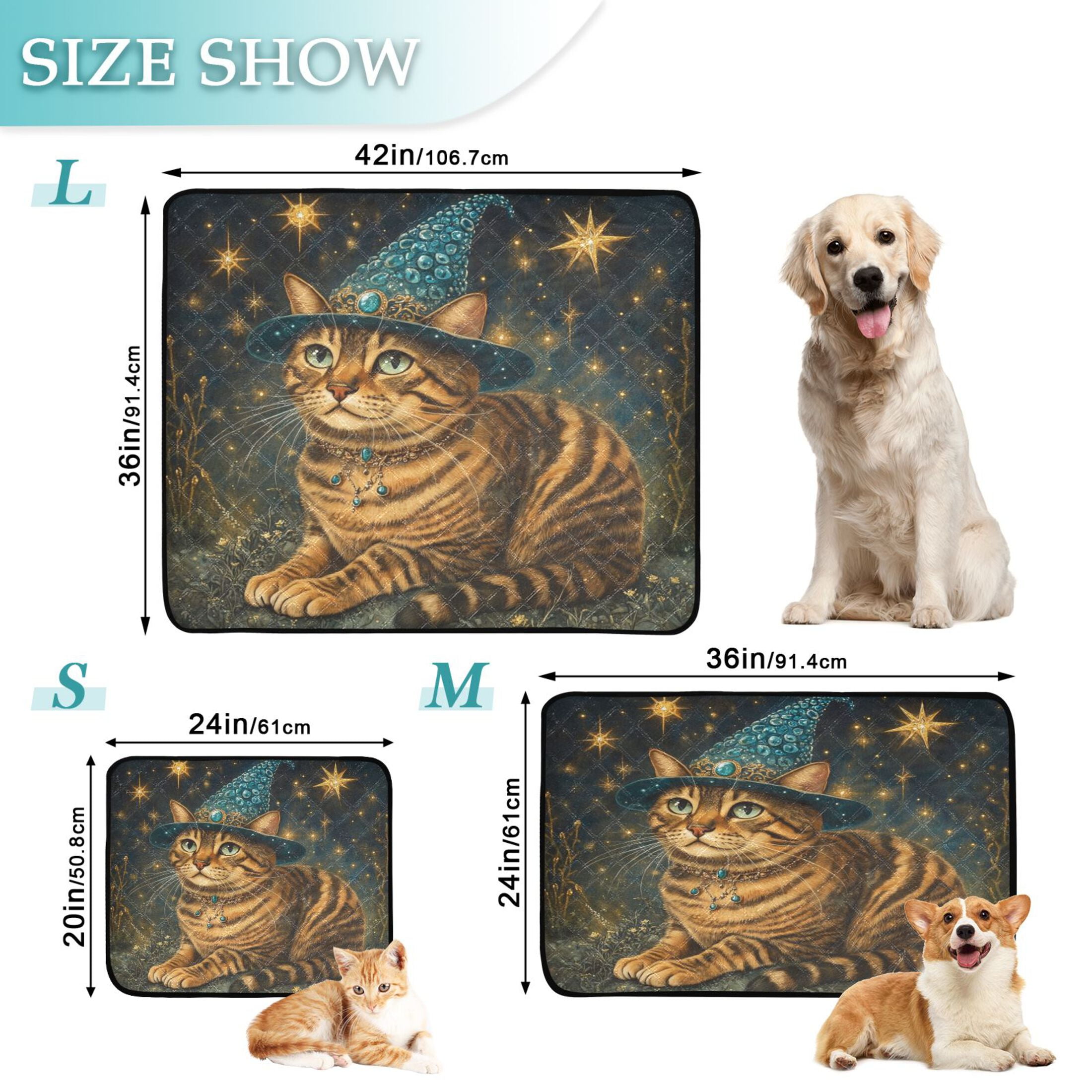 Qxltty Chubby Bengal Cat Cat litter Pads Pet Set of 3 Diaper Mats Center Anti-leakage Layer Absorbent Soft and Comfortable