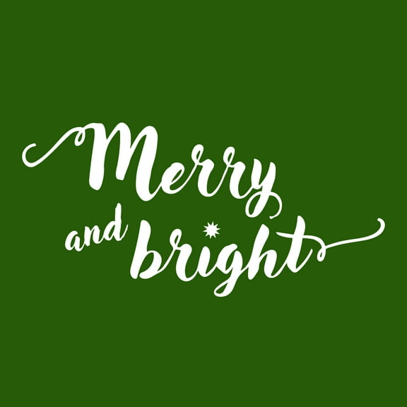 Vinyl Wall Art Decal - Merry and Bright - 11" x 22.5" - Christmas Seasonal Decoration Sticker - Indoor Outdoor Home Office Wall Door Window Bedroom Workplace Decor Decals (11" x 22.5", Black)